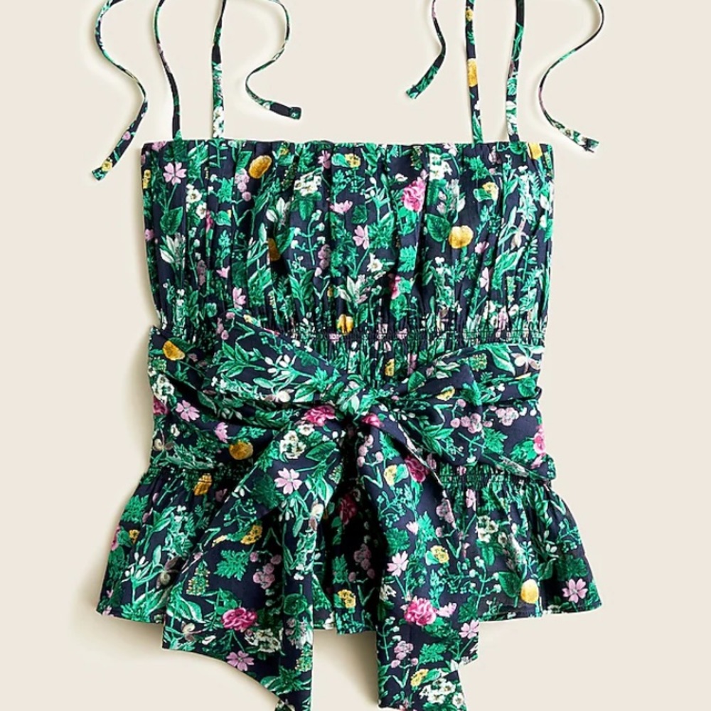 J. Crew Tie-front cotton voile camisole in winter garden floral